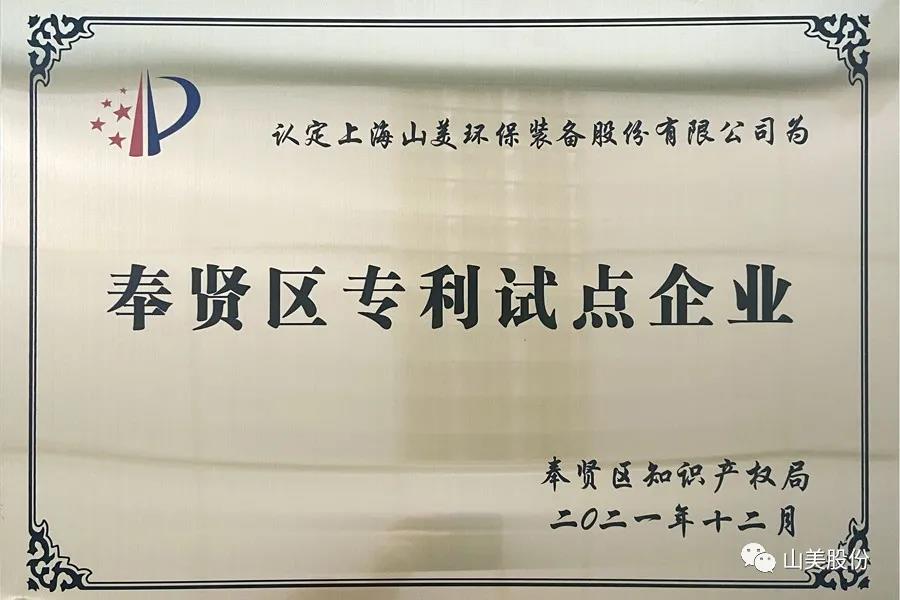 榮譽(yù)接踵而至，上海山美股份再獲表彰：獲評(píng)為上海市奉賢區(qū)試點(diǎn)企業(yè)